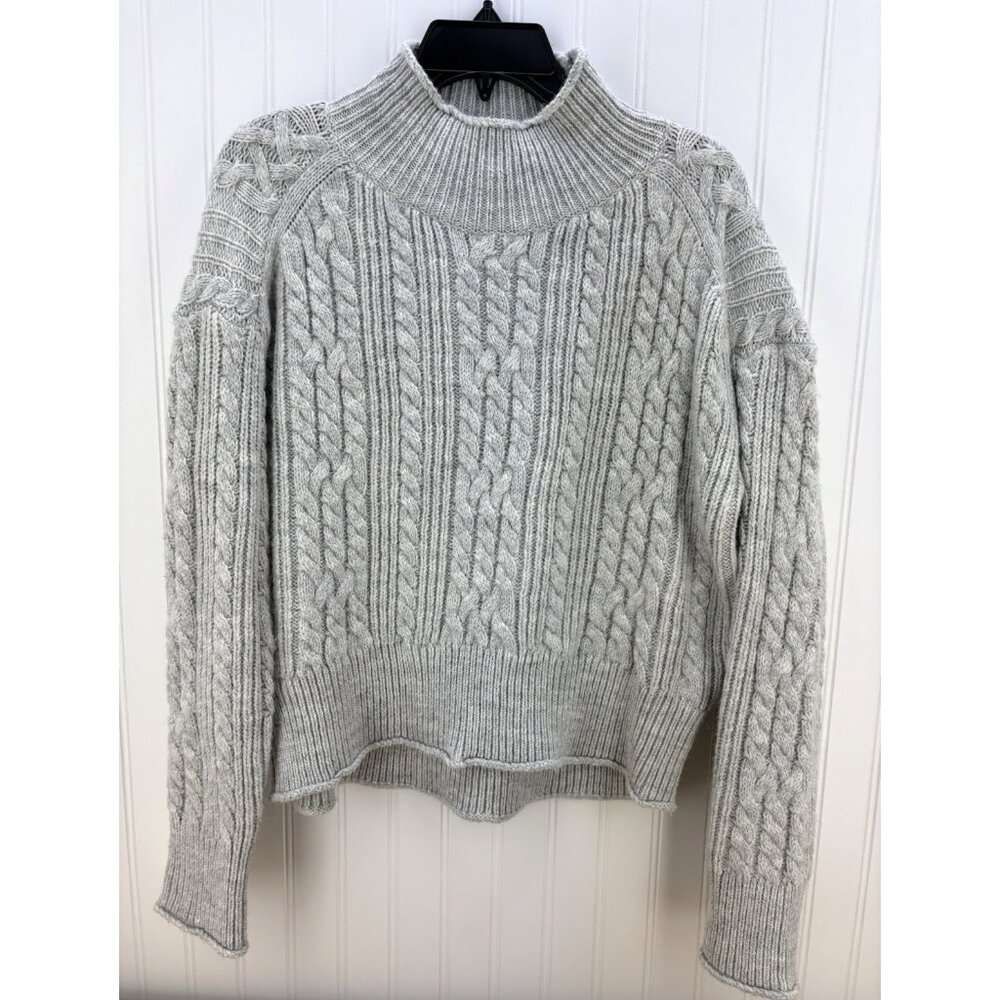 KUT From The Kloth Leona Turtleneck Sweater Gray Cable Knit Women's Small S